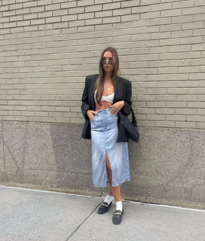 Fall Trend: Denim Midi Skirts